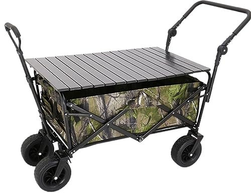 Bollerwagen Faltbar Handwagen Campingwagen Klappbarer Mehrzweckwagen Für Den Außenbereich Mit Tisch, Zusammenklappbarer Wagen, Mehrzweck-Gartenwagen, Rollender Einkaufswagen Strandwagen Transportwagen