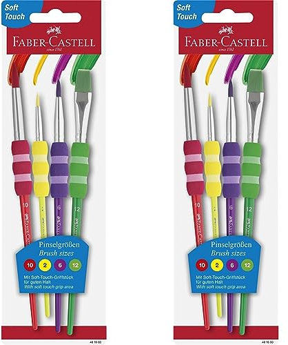 Faber-Castell 481600 - Pinsel Set mit Softgriffstück, Pastell, 4-teilig (Packung mit 2)