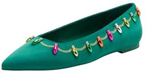 Katy Perry Women's The Hollie Christmas Flat Ballet, Serene Green, 7