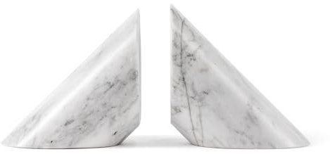 Fox Run Lot de 2 Serre-Livres en marbre Poli 100% Naturel Blanc