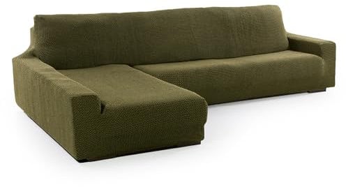 SOFASKINS® super elastischer Chaise Longue überzug, Sofabezug Linke Lange Armlehne, Sofa überzug atmungsaktiv, bequem und langlebig, Kompatible Abmessungen des Sofas (210-340 cm), Farbe Gras