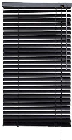 iYueMps 80 x 160cm Aluminium Venetian Blinds Black Blinds Window for Clamping or Dirlling Window Blind Strong Trimmable Easy Fit 25mm Slat for Office, Bathroom, Bedroom,Room, Kitchen