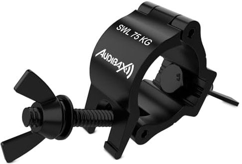 Audibax ACP-354075BK - Clamp de Fixation d'un Diamètre de 35 à 40 mm - Crochet de Fixation avec une Charge Maximale de 75 kg - Pince pour Éclairage de Scène - Pince pour Fixation de Tête Mobile