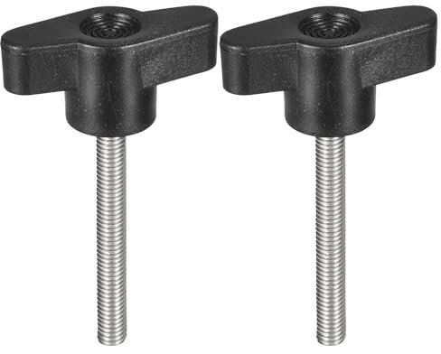 sourcing map Klemmschraubenknauf, M5 x 45 mm, 304 Edelstahl, T-förmige Rändelschrauben, Griff für schnelles Entfernen des Handspannknaufs, 2 Stück