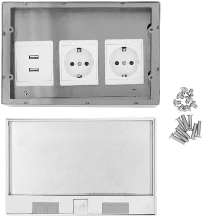 Spacnana Caja Tomacorriente de Suelo Empotrada Retardante de Llama Flexible Kit de Acero Inoxidable 4KW con 2 Puertos USB Estándar de la UE AC250V