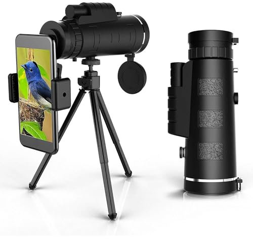 Tragbares Monokular-Teleskop, 40X60 High Power Monokular Teleskop HD Monokular für Erwachsene mit Smartphone Adapter & Stativ, Kompaktes Monokular für Vogelbeobachtung, Wandern, Camping, Reisen