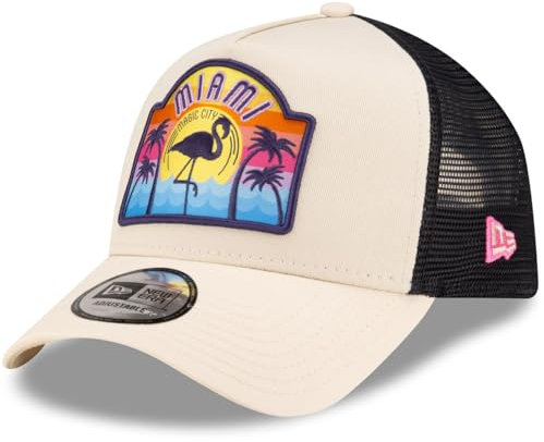 New Era Adjustable A-Frame Trucker Cap - Miami beige