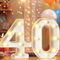 Chiffres décoratifs lumineux à DEL de 22,4 cm, numéros de chapiteau pour décoration de 40e anniversaire, panneau lumineux pour fête d'anniversaire, veilleuse, décoration d'intérieur, numéro 40, blanc