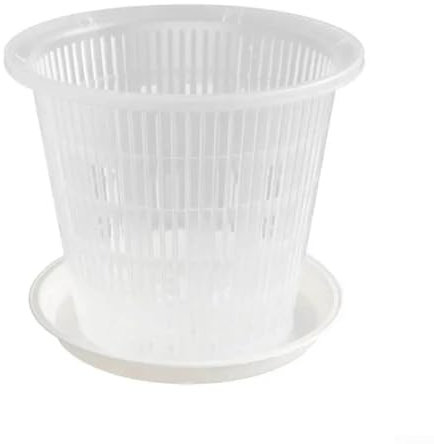 Orchideentopf, 5er-Pack Pflanztöpfe mit Drainageloch und Tablett, Kunststoff-Blumentopf für drinnen und draußen, für Orchideen-Umtopf-Set, Schlitz-Orchideentopf