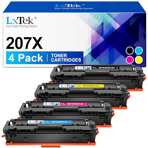 LxTek 207X 207A Multipack Toner Kompatibel für HP 207X 207A für Color Laserjet Pro MFP M283FDW Toner Schwarz Für HP Color Laserjet Pro M255DW Toner M282NW MFP M283FDN M255DW W2211X Toner(4er-Pack)