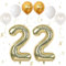 VUCDXOP Champagner Gold Luftballon 22, XXL Riesige Geburtstag Ballon 22, 40 - 101cm Ballon Zahl Deko Folienballon Zahlen 2, Geburtstagsdeko Jubiläum Party Deko, Fliegt mit Helium (Nummer 22)