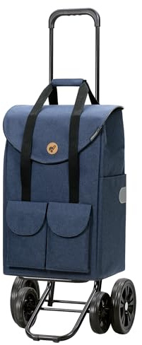 Andersen Einkaufstrolley - klappbar - 54 Liter - 4 Räder | höhenverstellbar - belastbar 50 kg - Stahlgestell - Trolley - Quattro Shopper Jacob blau
