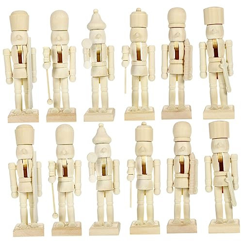 PRETYZOOM 24 Pcs Christmas Puppet Mini Nutcracker Adornment Woodsy Decor Nutcracker Soldier Ornament Nutcracker Christmas Festival Nutcracker People Plain Toys Xmas Desktop Nutcracker Wooden