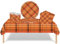53 piezas de decoración de mesa de Acción de Gracias a cuadros naranjas, mantel de plástico de cosecha de otoño, vasos de papel, servilletas, platos, vajilla a cuadros naranjas, vajilla para fiesta de