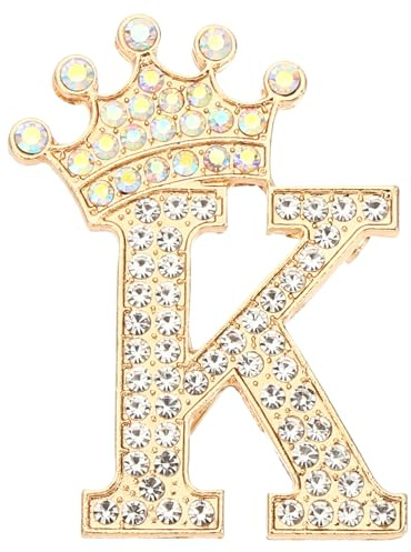 PATIKIL Broche Lettre Broches Couronne Initiale en Strass Tons Dorés | Lettre K pour Femmes Costumes Robe Manteau Vêtements Artisanat