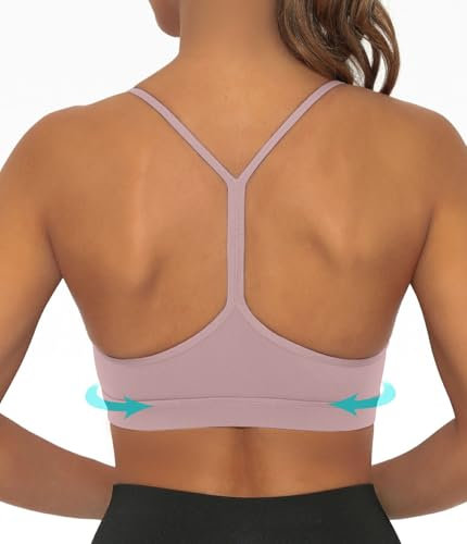 Comper Bray Back Sport-BH für Damen, geringe Belastung, Racerback, Workout-BHs, sexy, dünne Träger, Yoga-BHs mit herausnehmbaren Pads, Helles Violett, X-Large