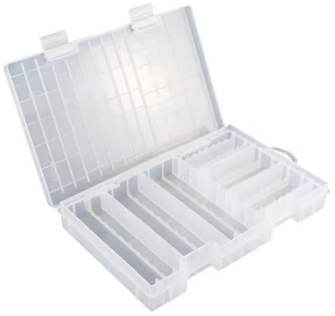 Battery Organizer Storage Case with Battery Tester, Waterproof Fireproof Large Capacity Hard Case Holds 10-20 AA, 8-15 AAA, and Small Flashlight, Built-in Precision Card Slot