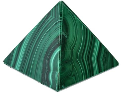 ROCKING GIFTS Pyramide de malachite 3 x 3 - Énergie naturelle, minéral vert, protection émotionnelle, méditation, décoration spirituelle, idéal Feng Shui