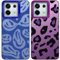 Tedyhulle 2 Pezzi Cover per Xiaomi Redmi Note 13 Pro 5G/POCO X6 5G 6,4, Leopard print e smiley face design, Copertura posteriore del PC dura Bumper Custodia protettiva antiurto - Viola + Blu