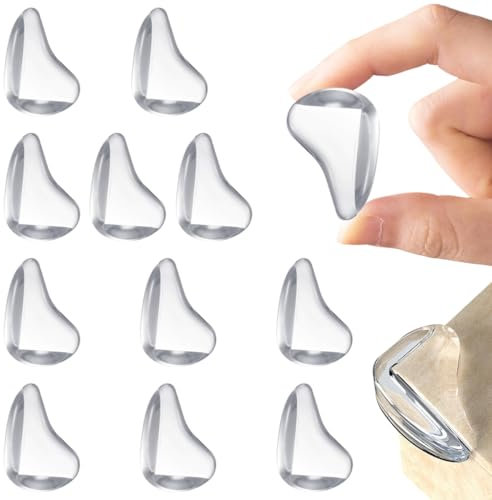 12 Stück Eckschoner, Tisch-Eckenschoner, Selbstklebende Kantenschoner aus Silikon, Teardrop-Eckenschoner