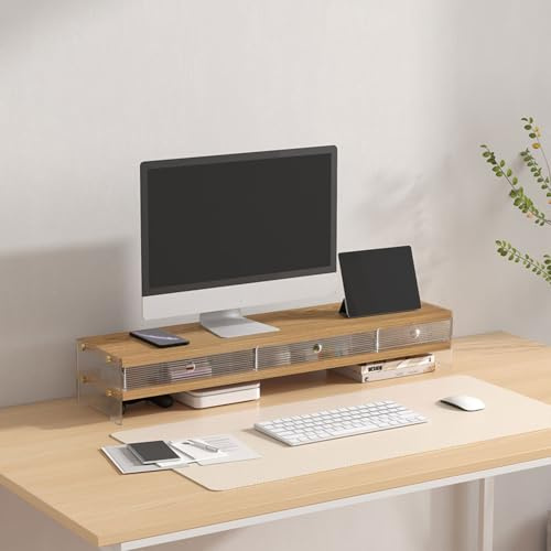 Onxyrbyte Monitorständer,Schreibtisch-Riser-Organizer,Dual Monitor Stand Riser,Bildschirmerhöhung aus Acryl,PC Bildschirm Ständer,Büroflächen vergrößern,Stabilisieren,für Computer,Notebook