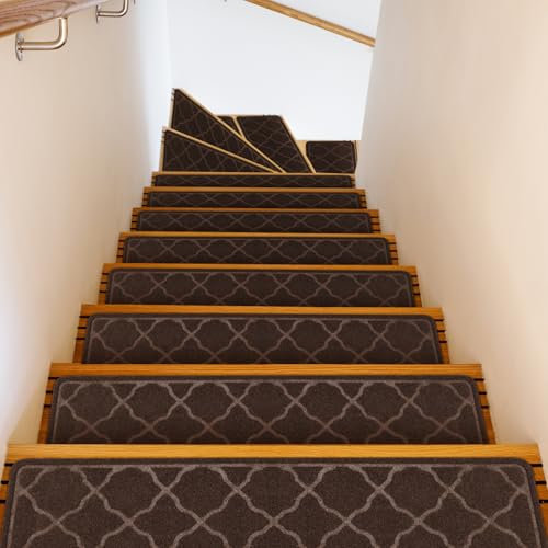 Daletu 4 Stück Treppenstufen Matten rutschfest, 76x20cm Antirutsch Treppe Stufenmatten Selbstklebend Treppenteppich, Maschinenwaschbare Stairslide Teppiche Sicherheitsmatten für Ältere, Kinder, Hunde