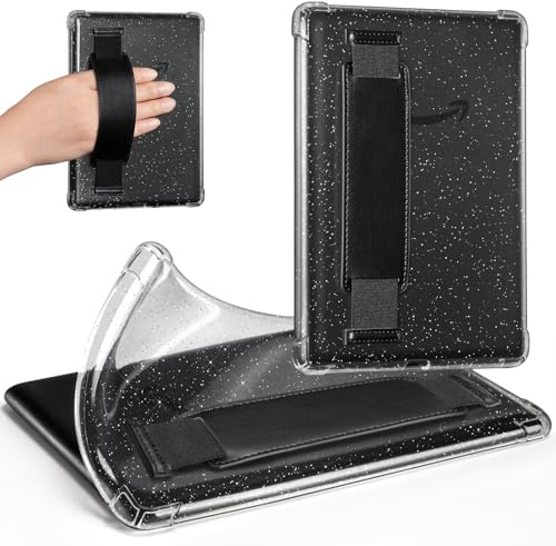 CoBak Hülle für Kindle 6 (11. Generation, 2024/2022), Schwarz Band | Leichte, kratzfeste transparente Silikon-Schutzhülle mit durchsichtiger Rückseite