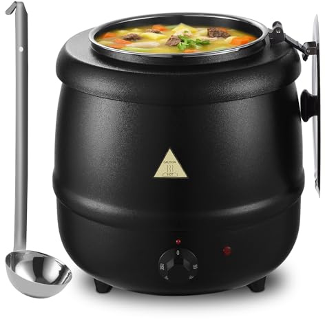 Commercial Soup Warmers Soup Kettle with Stainless Steel Hinged Lid and Detachable Insert Pot for Restaurants and Party, Home, Catering