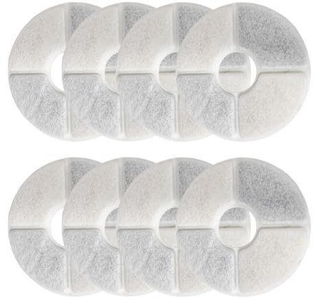 Katomi 8× Ersatzfilter für Pretty Paw Katzenbrunnen – Runde Aktivkohle-Filtereinsätze für Katzentränken & Hundetränken – BPA-frei, Geruchsneutral, Umweltfreundlich, 13cm