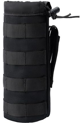 WLXW Tactical MOLLE Water Bottle Holder - Durable Nylon Hydration Pouch For Backpacks, Duty Belts & Military Gear | Hydro Carrier Sleeve Compatible With Hiking, Camping, Cycling(BLACK)