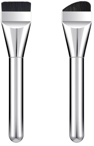 Classicseali Lot de 2 pinceaux à fond de teint plats, pinceaux à fond de teint, pinceau de maquillage, pinceau correcteur, pinceau de contouring, cadeau pour femmes et filles