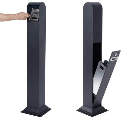 petour Contenedor de basura de 1,2 m de pie de acero inoxidable para exteriores, cubo de basura vertical independiente con llave, cubo de basura para interior al aire libre, pub hotel, restaurante