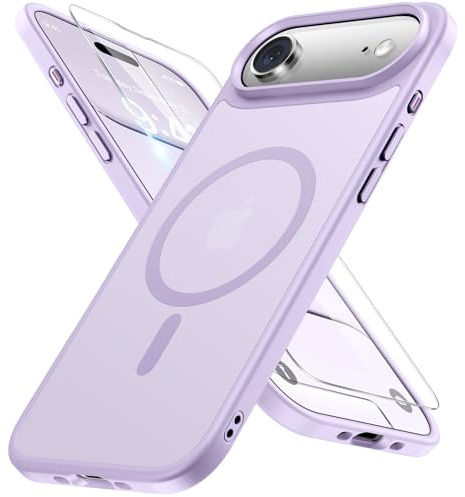 Miracase für iPhone Air Hülle für Magsafe[mit Panzerglas] [TOP Militärschutz & Magnetkraft] Stoßfest Kratzfest mit Samtiger Haptik Dünn Handyhülle für iPhone 17 Air Hülle 6,5, Matt-Hell-Violett
