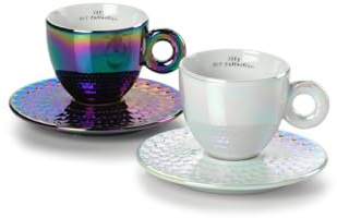 illy 25569 | 2 Cappuccino Art Collection John Armleder Cups | Set of Two Cups + Two Signed Plates