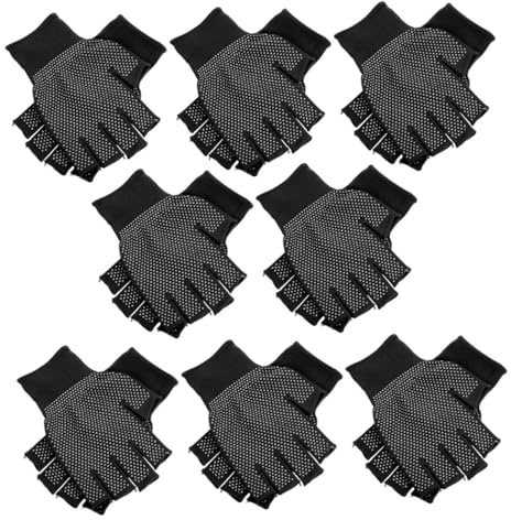 PACKOVE 8 Paar Fingerlose Arbeitshandschuhe Rutschfest Atmungsaktiv Langlebig Halbfinger Handschuhe für Damen und Herren Präzise Garten und Outdoor Arbeit