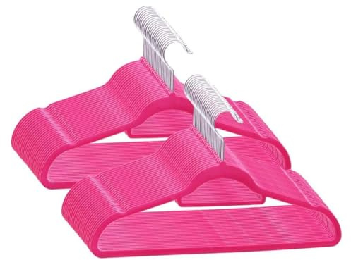 Nqyjm Set di 50 grucce antiscivolo in velluto rosa per cappotti, pantaloni