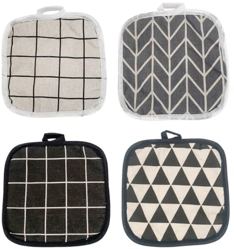 GWEOR Set di 4 pz Presine da Cucina in Cotone, Presine da cucina, Set di presine resistenti al calore, Accessori per Cucina Pentole Forno Resistente al Calore Lavabile