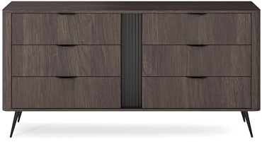 Masseno Kommode NOBILE 163,2 cm Sideboard mit 6 Schubladen für Wohnzimmer Schlafzimmer Modern 163,2x38x81,2 cm Eichefarben/Eichefarben