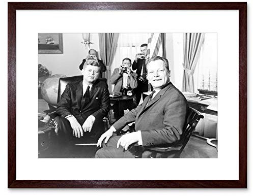 The Art Stop VINTAGE B&W HISTORY JFK KENNEDY MAYOR WILLY BRANDT BERLIN FRAMED PRINT B12X11723