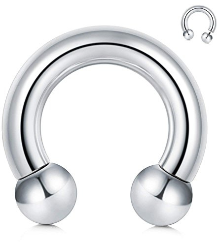 Funseedrr Innengewinde Hufeisen Piercing Ring mit Kugel Intim Circular Barbell Piercing Chirurgenstahl (2 2.5 3 4 5 6 8 10mm Dicke)