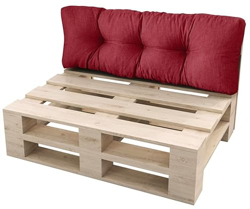 sunnypillow Palettenkissen für Gartenmöbel - Rückenkissen 120 x 50 cm - Rückenpolster für Bett und Sofa - Palettenpolster für Palettenmöbel - Gesteppte Gartenkissen - Rückenlehne, Kissen Rot