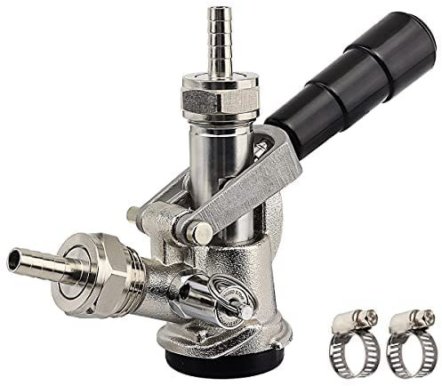 JANSAMN SNKY-D HCx2 Type Kegerator, Sankey D Tap with Stainless Steel Probe, Keg Coupler D System with Black Handle & Hose Clamp