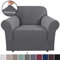 BellaHills Stretch Chair Slipcover Sofa Cover Furniture Protector Cover Luxury Lycra High Spandex Small Checks Knitted Jacquard Sofa Cover Chair Covers for Living Room (Chair-1 Seater, Steel Grey)