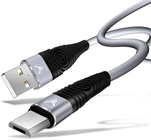 iSOUL Micro USB Cable [Heavy Duty] Nylon Braided Data Sync Fast Charger Charging Cable Lead Cord Compatible with Samsung, Nexus, Huawei, Sony, Android Smartphone, LG, HTC, PS4 and More (2m, Grey)