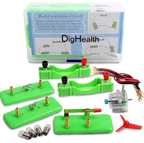 DigHealth Electric Circuit Kit, Educational Montessori Toys, Science Experiment Kit with Motor and Bulb for Kids, DIY STEM Electrical Engineering Project for Basic Physics Learning Starter