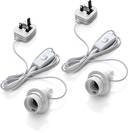 Auraglow Set of 2 DIY Bottle Light Kit White Cable in-Line Switch Mains Powered – Turn Any Whisky, Gin or Wine Bottle into a Custom Table Lamp - White