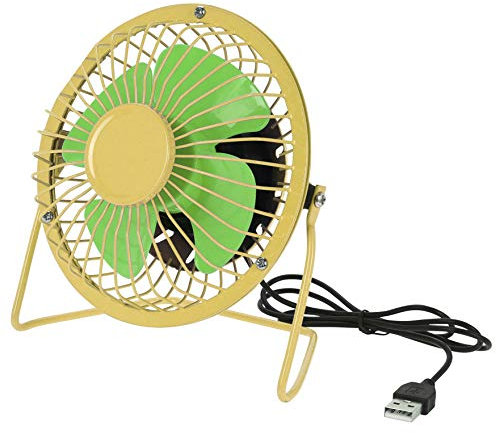 MIK funshopping USB-Ventilator Mini Retro Fan Summer Holidays 14.6 x 15 cm (Gelb - Grün)