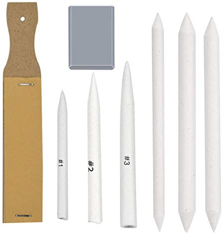 NATUCE Mischen Papierwischer Set, 6 Stück Papierwischer Bleistift mit 1 Stück Papierwischer Schleifpapier, 1 Stück gekneteter Radiergummi für Studentische Künstler Skizzenzeichnung