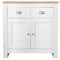 CFDZ Living Room Storage Unit Free Standing Cabinet 2 Door&2 Drawer Sideboard Cupboard- White/Grey+Oak,79x35x81cm (White)