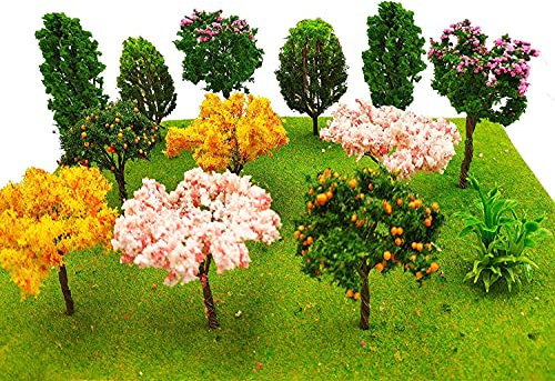 MOMOONNON 16 Pcs Miniature Fairy Garden Tree Plant Ornamentm Mixed Model Trees 1-3 Inches Miniature Dollhouse Pots Decor Moss Bonsai Micro Landscape DIY Craft Garden Ornament
